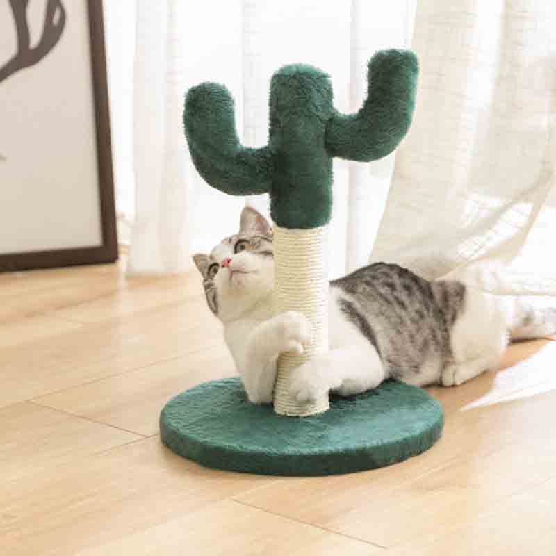 Dimaka Cat Scratching Post Cactus Natural Jute Rope Climbing Frame Non-Slip Modern Cactus Shape Design Jumping Tree Toys for Kittens 