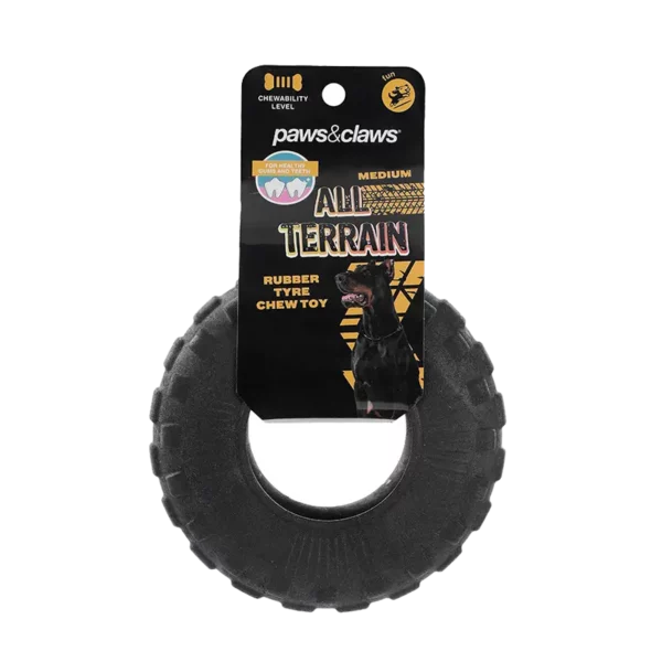Medium-sized All Terrain Rubber Tyre Dog Toy for average-sized dogs