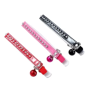 Cat Collar with Bell and Rhinestone red, pink and black