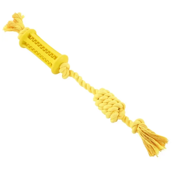 Rubber Dog Toy Beef Flavoured Rope Tugger