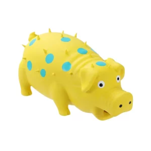 Rubber Dog Toy Latex Squeaky Pig - yellow