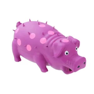 Rubber Dog Toy Latex Squeaky Pig - purple
