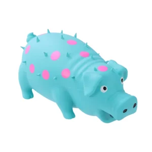 Rubber Dog Toy Latex Squeaky Pig - blue