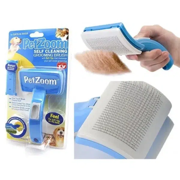 Pet Zoom Grooming Brush self cleaning